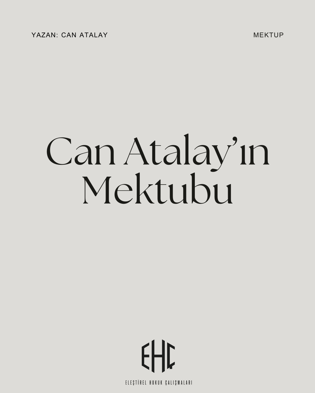 Can Atalay'ın Mektubu